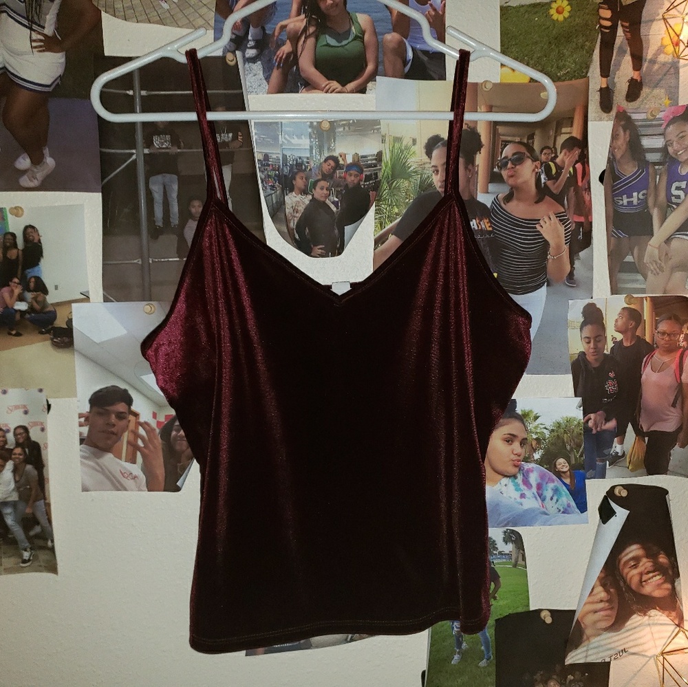 Velevet spaghetti strap crop top